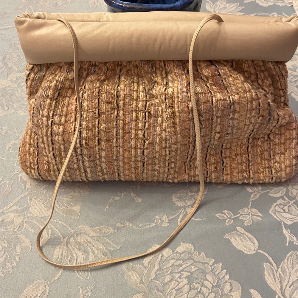 Vintage Chic Tan Woven Handbag